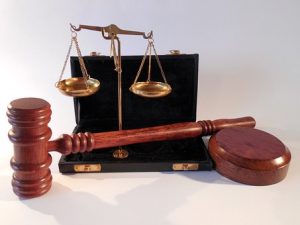 weighing scale and gavel